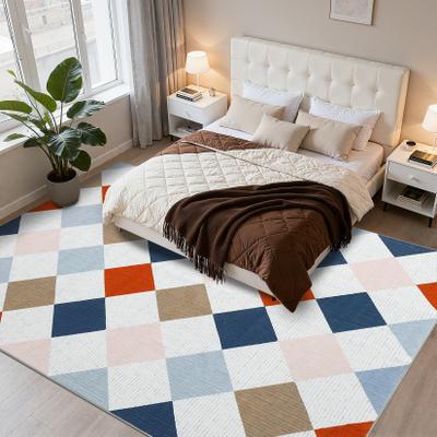 Garvee Modern Checkered Diamond Washable Area Rugs for Living Room