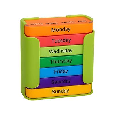 Tragbarer Pillendosierer mit großem Fassungsvermögen für 7 Tage, wasserdichter Medikamentendosierer, stapelbare Pillendosen mit 4 Fächern für die tägliche Einnahme, reisefreundlich,