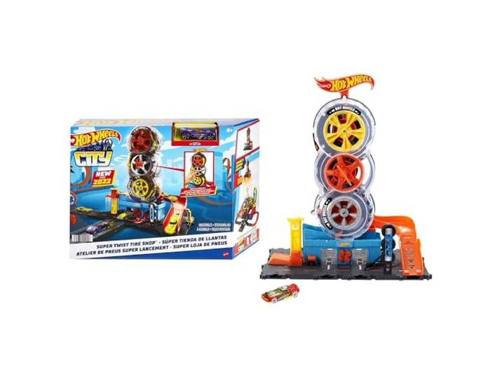 Hot Wheels City Super Twist bandenwinkel speelset met auto
