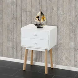 Kommode Vaasa T271, Beistelltisch Nachttisch Schrank, Retro-Design 59x40x30cm ~ Schublade weiß
