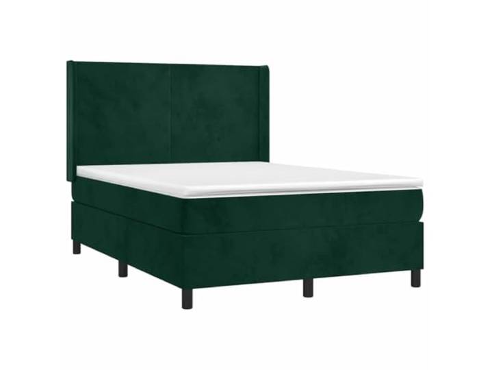 KTHLBRH Bettgestell mit Federn, Samt, dunkelgrün, 140 x 190 cm Verstellbares Kopfteil, mittlere bis harte Unterstützung, inklusive Matratze, inklusive Matratze