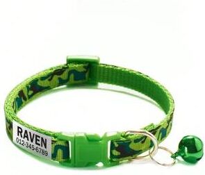 Uplift Treasures Personalized Camouflage Cat Collar With Bell green 7.4812.60 In