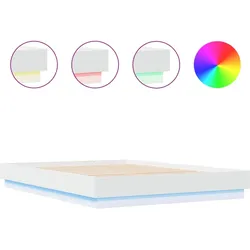 vidaXL Bettgestell mit LED Weiß 150x200 cm