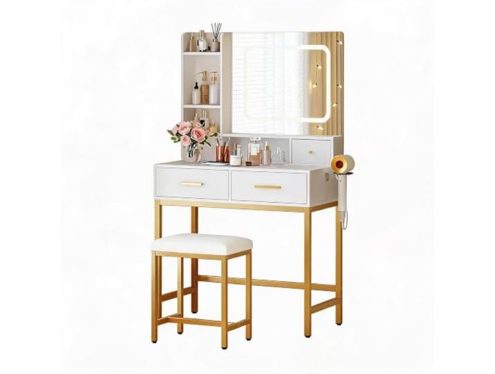CherishCradle Schminktisch MDF EU-Steckdose Weiß Schminktisch MDF mit EU-Steckdose, Weiß oder Schwarz je nach SKU; bitte Maße, Steckdosenposition und Montage vor Kauf prüfen.