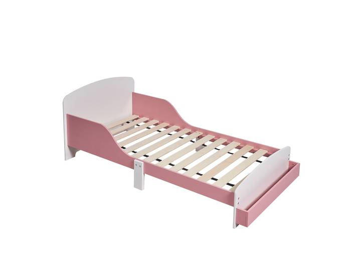Kinderbett mit Rausfallschutz Weiss-Rosa