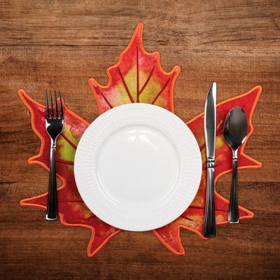Northlight "Embroidered Maple Leaf Fall Harvest Placemats - 14.75"" - Orange and Red - Set of 4"