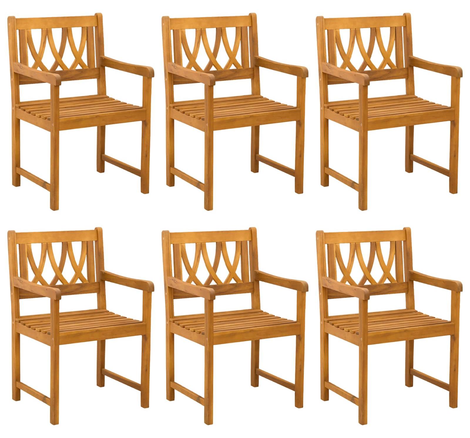 Gartenstühle 6 pcs Natur Massives Akazienholz