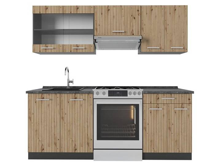Cuisine Vicco R-Line Chêne Artisan/Anthracite 200cm sans PT\, Model 48958