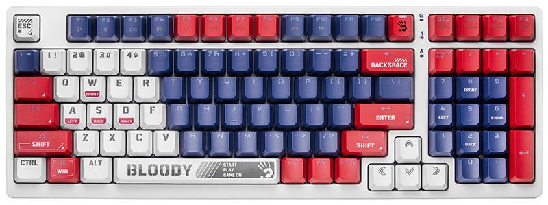 A4tech Bloody Sports Navy S98 mechanisch gaming toetsenbord met RGB-verlichting en rode schakelaars, Navy