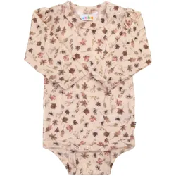 Joha Woll-Body langarm Blumen, rosa | mehrfarbig, 80