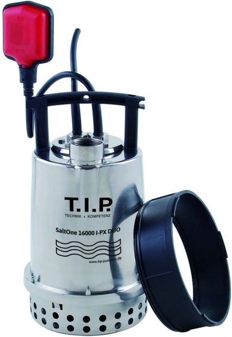 T.I.P. Schmutzwasser Tauchpumpe - Edelstahl, 16.000 l/h, Flachabsaugend,  Salzwasser, Waschlauge, SaltOne 16000 I-PX DUO 30276
