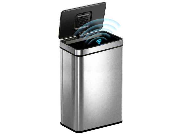Homcom – Poubelle Automatique 60l – Acier Inoxydable – Couvercle À Fermeture Douce – Capteur Anti-odeurs – Design Détachable – 39x27x66cm – Argent