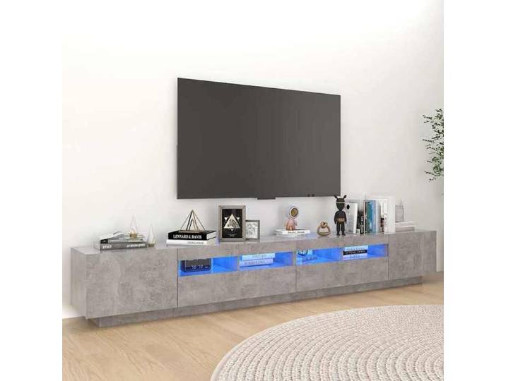 Luxueux Best*Meuble TV avec lumières LED - JMS - Support TV/TABLE TV - Meuble salon - Gris béton 260x35x40cm M8033926580662