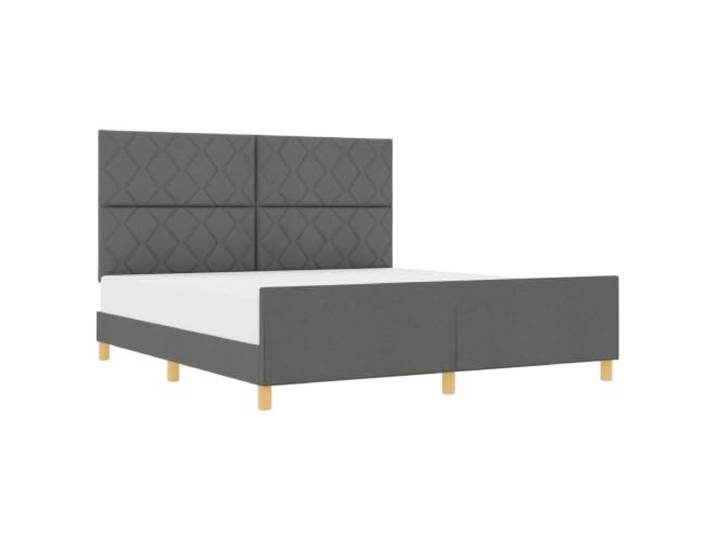 KTHLBRH Bettgestell dunkelgrau 180 x 200 cm aus Stoff Minimalistisches Design, Stoffbezug, Schaumstoffpolsterung, Kopf- und Fußteil inklusive, Holz