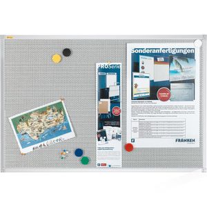 Franken Pinnwand Pin n Mag PM3603, magnetisch, grau, aus Filz, mit Metallgitter und Aluminiumrahmen, 120 x 90 cm
