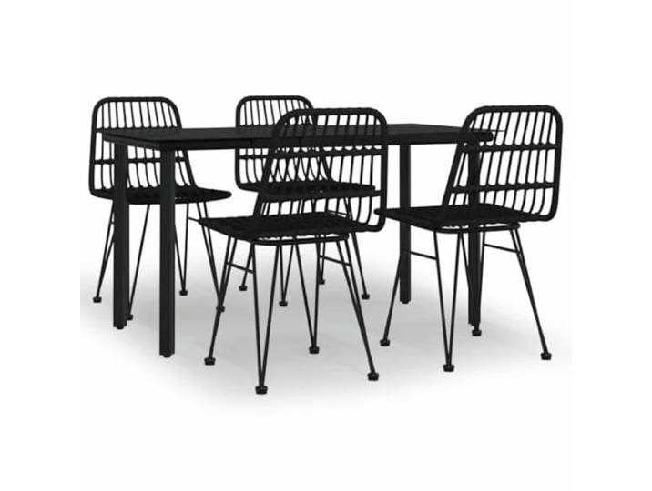 PUGYNBK Esszimmer-Set für den Garten, 5-teilig, synthetisches Rattan, Schwarz