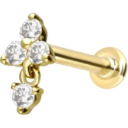 14 Karat Gold Labret mit Innengewinde MOISSANIT-BLUME + MOISSANIT