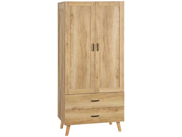 Armoire design scandinave 2 portes tiroirs penderie aspect bois clair