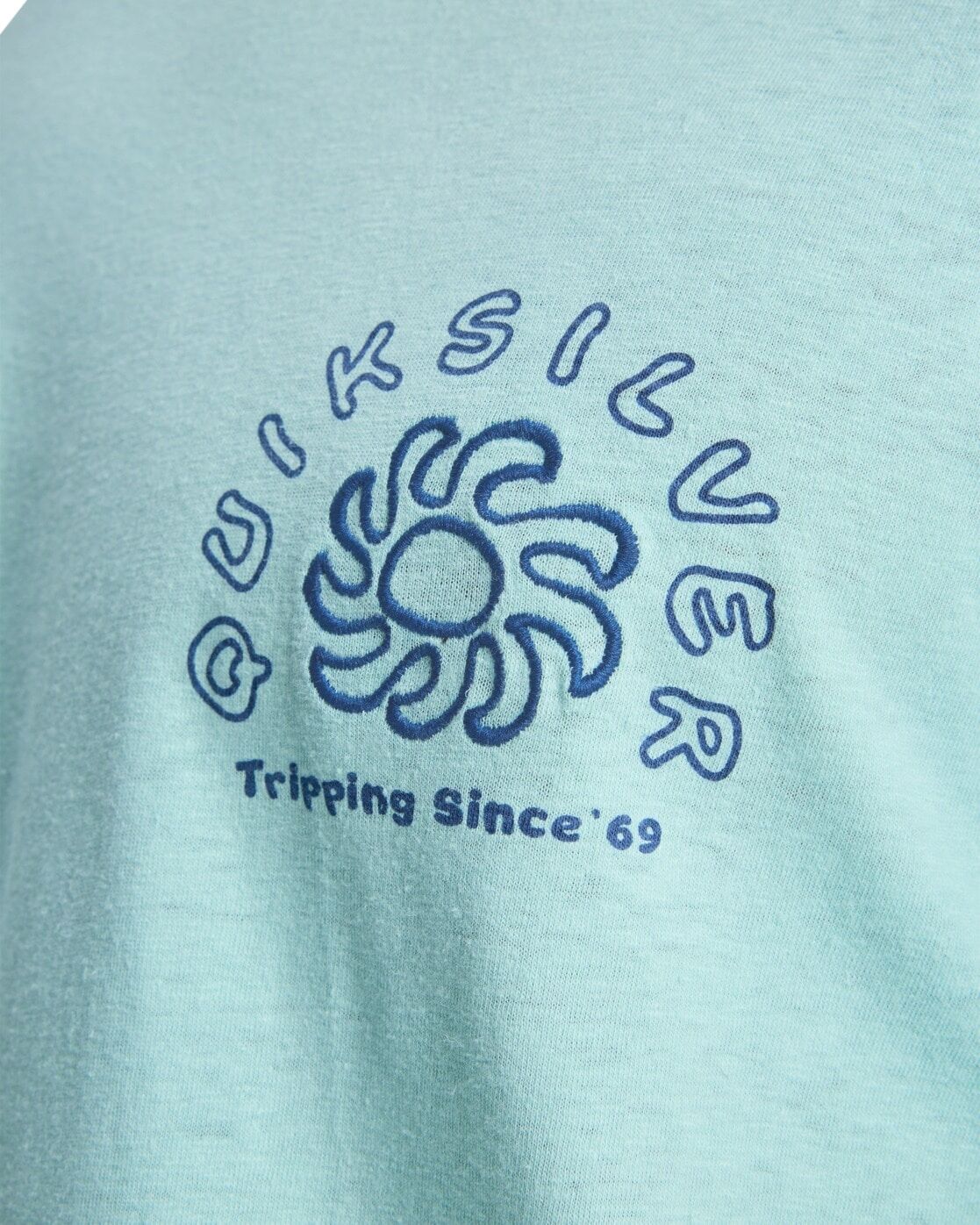T-Shirt QUIKSILVER "Curve Palm", Herren, Gr. S, grün (blau haze), Obermaterial: 80% Baumwolle, 20% Hanf., Shirts T-Shirt blau haze S
