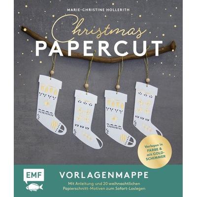 Set: Christmas Papercut – Die Vorlagenmappe mit Anleitung und 20 weihnachtlichen Papierschnitt-Motiven zum Sofort-Loslegen, Taschenbuch von