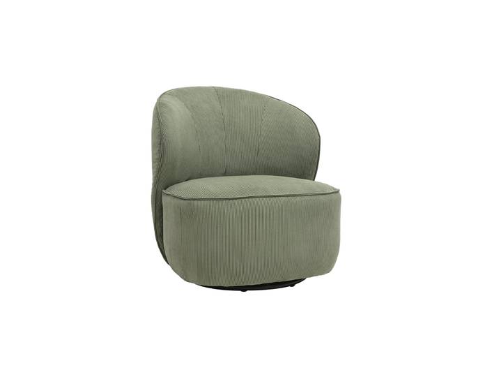 Fauteuil design pivotant en tissu velours côtelé vert kaki AMBER