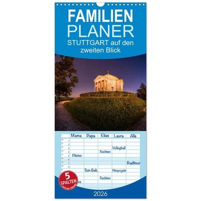 Familienplaner 2026 - STUTTGART 2026 auf den zweiten Blick mit 5 Spalten (Wandkalender, 21 x 45 cm) CALVENDO