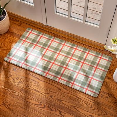 Evergreen "Anti-Fatigue Door Mat, Merry Plaid - 30"" x 18"""