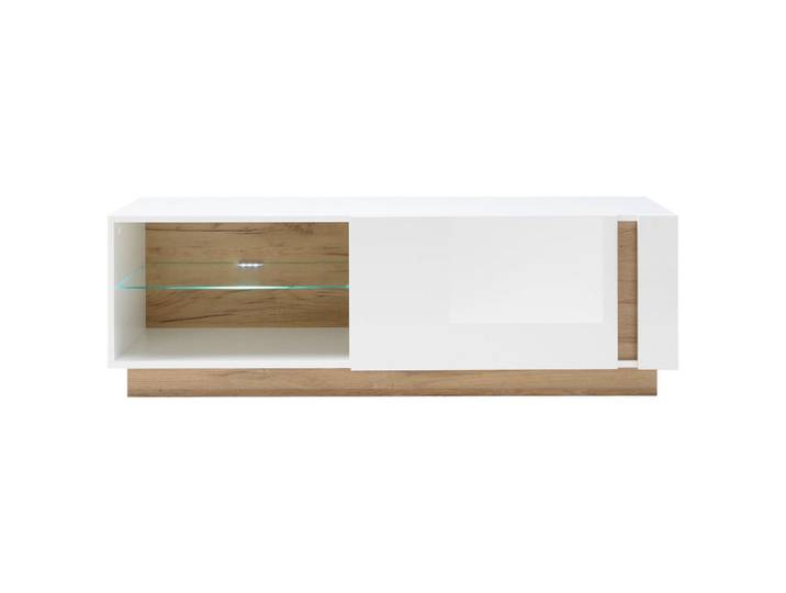 Mid.you Lowboard, Weiß, Eiche, 1 Fächer, 138x46x40 cm, stehend, Wohnzimmer, Wohnwände, Lowboards, Lowboards stehend