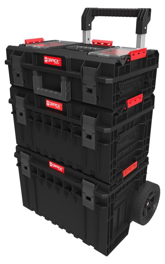 Qbrick System ONE Cart 2.0 met ONE 350 Profi 2.0 en ONE 200 Profi 2.0 stapelbare koffers IP66