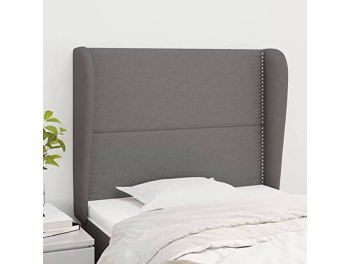 KTHLBRH Kopfteil in Dunkelgrau aus klassischem Stoff mit verstellbaren Beinen aus massivem Lärchenholz zur Unterstützung des Rückens, ideales elegantes Design für Zimmer