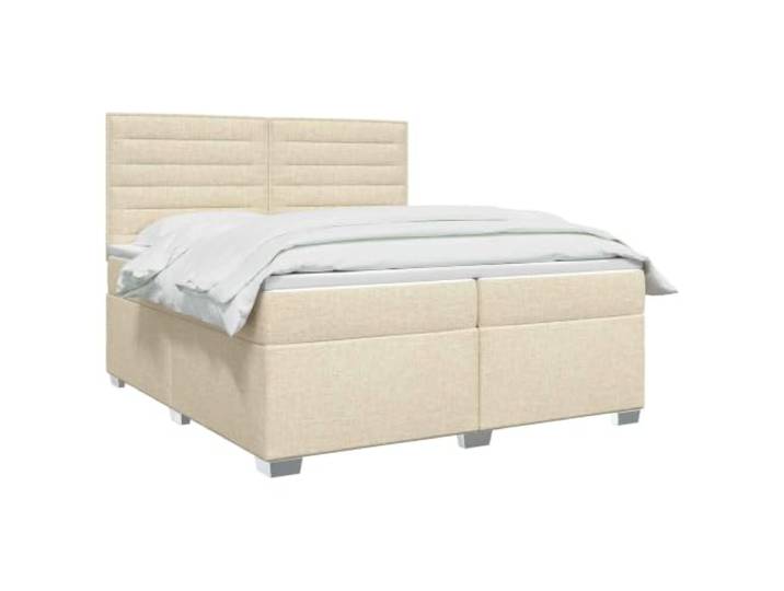 vidaXL Boxspringbett mit Matratze Creme 200 x 200 cm Stoff