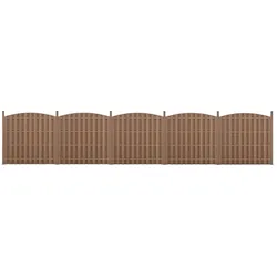 Helloshop26 - 5-teiliges Zaunelement Sichtschutz Windschutz Holzverbundwerkstoff (WPC) halbkreisförmig abgerundet braun 185 x 932 03_0006596