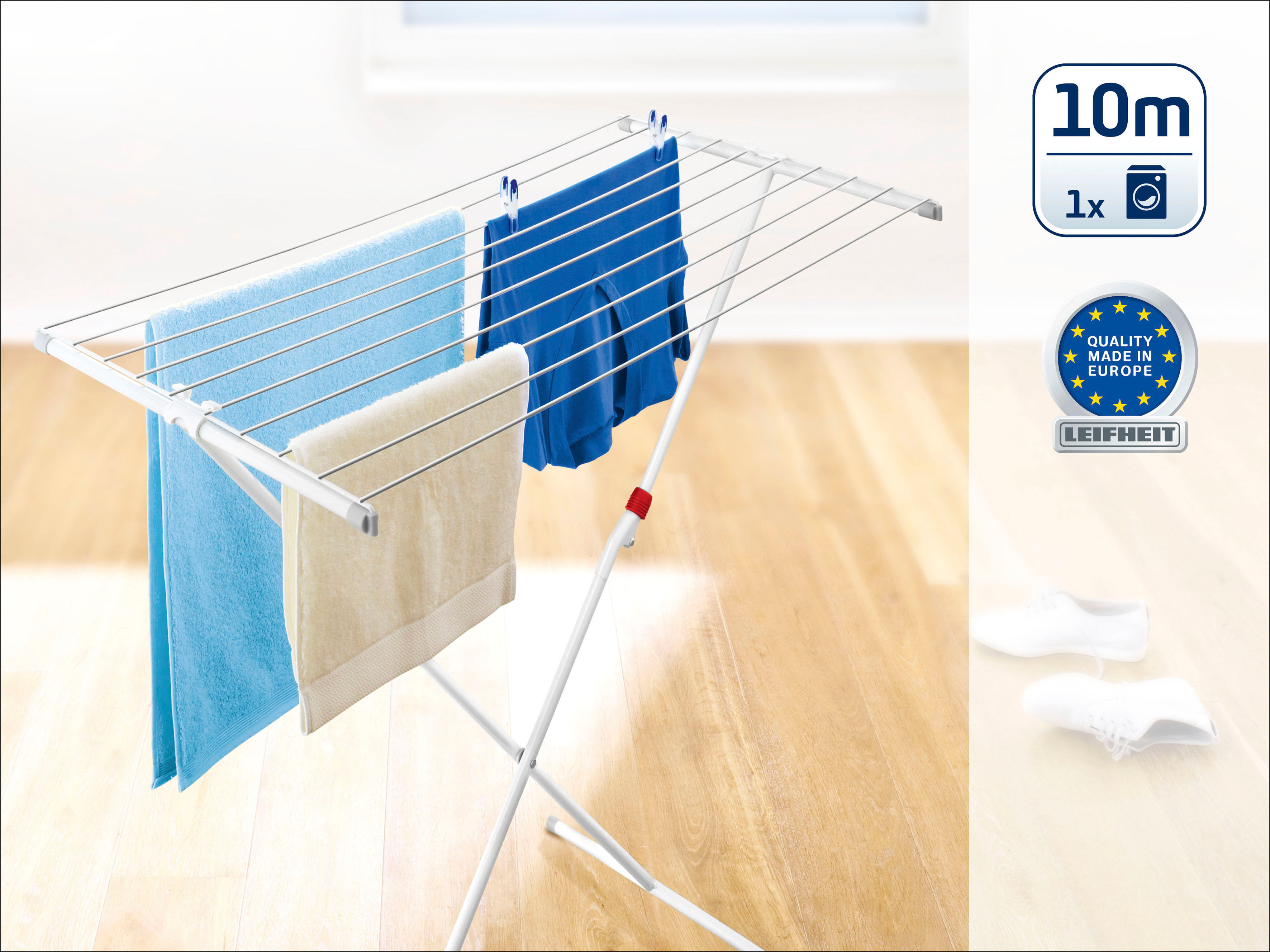Wäscheständer LEIFHEIT "Classic Easy 100", weiss (weiß), B:122cm T:52cm, Kunststoff, Wäscheständer, Wäscheständer weiß Einheitsgröße