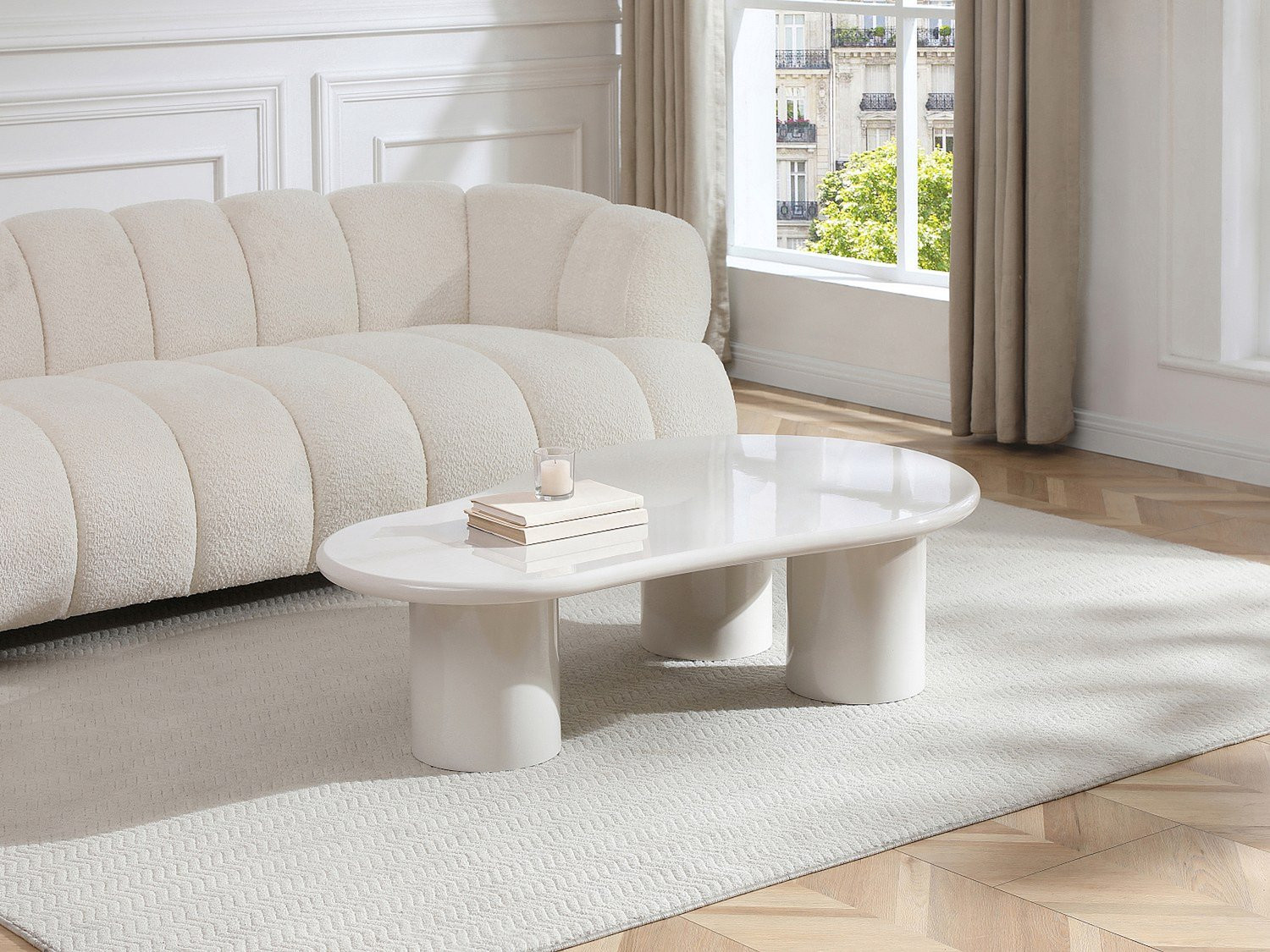 Vente-unique Salontafel in MDF - Beige gelakt - OLIRENA