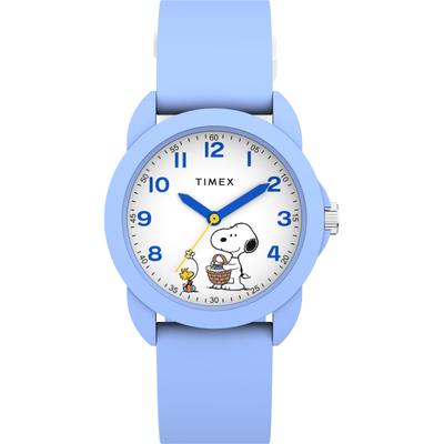 Quarzuhr TIMEX "Timex x Peanuts Youth Spring", blau, Armbanduhren, Kinder, Quarzuhr, Armbanduhr, Silikonarmband, analog