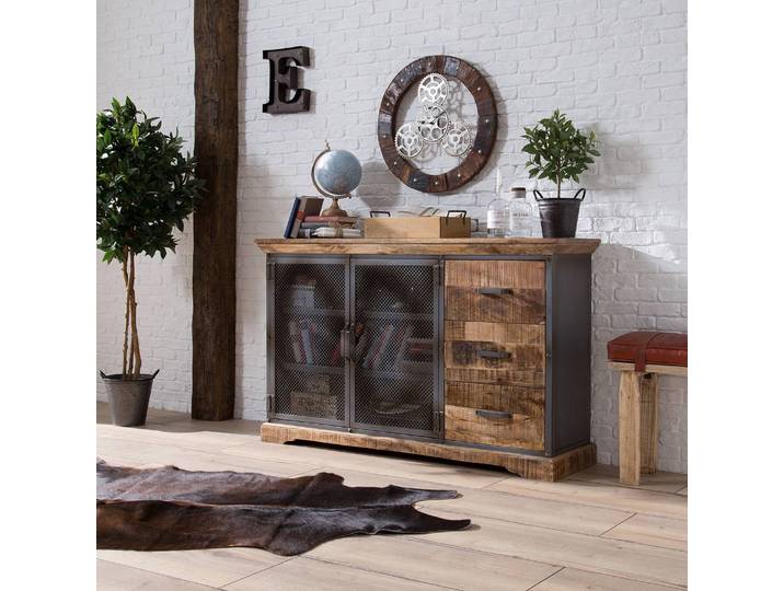 Sideboard 146 x 88 x 42cm Braun/Grau/Mango