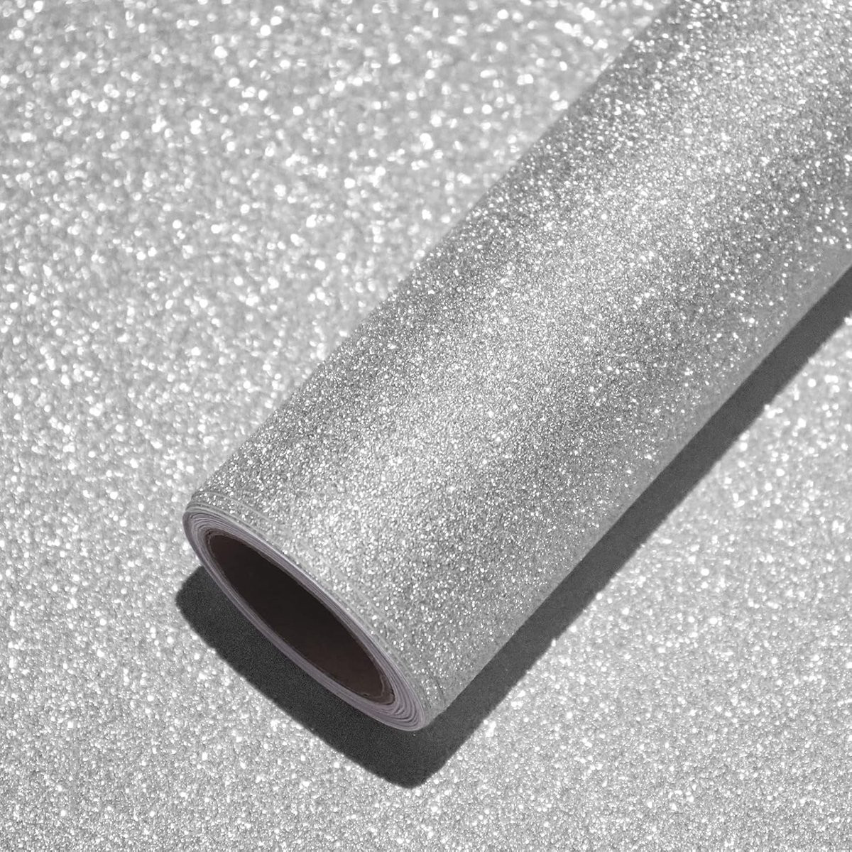 Glitter Zilveren Meubelfolie 40cm x 900cm - Zelfklevende Decoratiefolie voor Meubels en Muren