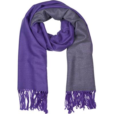 Schal STYLEBREAKER "2-Farbiger Schal mit Fransen", Damen, lila (violett, dunkelgrau), Obermaterial: 70% Viskose CV. 30% Wolle WO., Modisch, Modetücher Schal