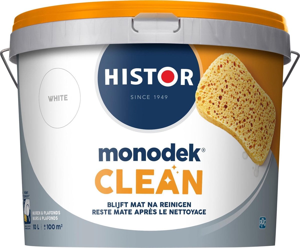 Histor Monodek Clean Muurverf Binnen Wit Mat 10L