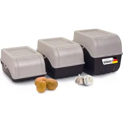 Kartoffel Aufbewahrungsboxen Set   3,5L + 5L + 9L   PERLMUT Weiss   Kartoffelboxen   Gemüseboxen stapelbar Zwiebelboxen Kartoffelkörbe Obstbehälter Kartoffelkisten Frischhaltedosen