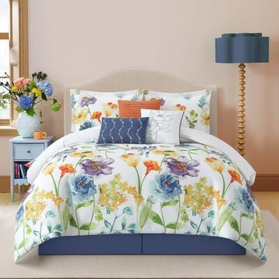 Nanshing Andie 7 Piece Floral Comforter Set, Printed Waffle