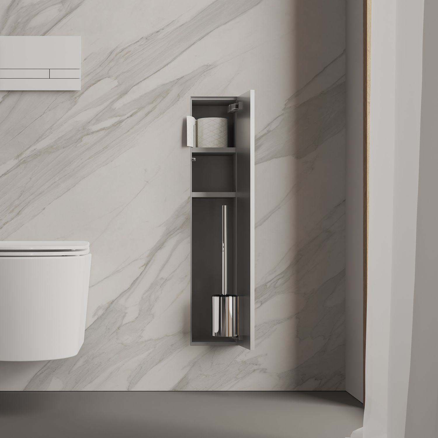 Kronenbach Cube Design WC-Modul - Unterputzmodell 15,4 x 80,3 cm, Türanschlag rechts, Accessoires, KB100249BFB, aluminium