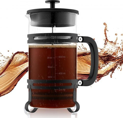 Vevor French Press koffiezetapparaat, 1 liter, zwart, borosilicaatglas met roestvrijstalen filter
