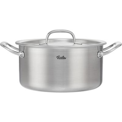 Kochtopf FISSLER "M5 Pro-Ply Kochtopf 24 cm mit Metalldeckel", silber (silberfarben), B:26,5cm H:17cm L:35,5cm Ø:24cm, Töpfe, Kochtopf, 5-lagiges Pro-Ply™ Mehrschichtmaterial für präzise Wärmeverteilung