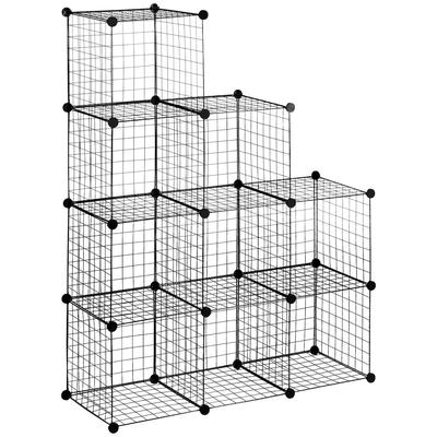 STILVORA Stufenregal Metall Schwarz 109x37x109 cm, 6 Würfel, flexibel steckbar