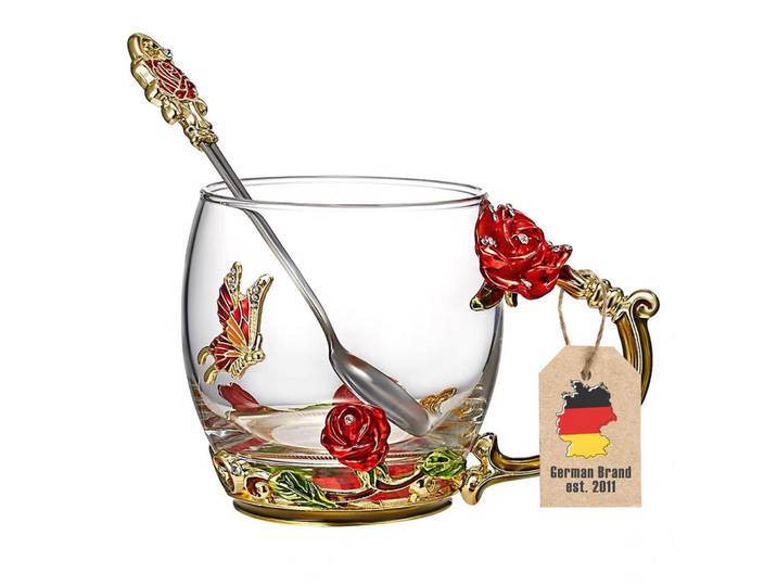 Intirilife Teetasse Kaffeetasse, Transparent, Glas, lebensmittelecht, Geschirr, Tassen, Teetassen