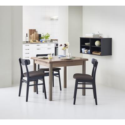Esstisch HAMMEL FURNITURE "Basic Dinex, ausziehbar, mit Einlegeplatten - Furnier/Massivholz", braun (walnuss), B:90cm H:76cm T:90cm, Tischplatte: Furnier gebeizt und lackiert;Gestell: Massivholz, Tische, Esstisch, Furnier / Massivholz, in zwei...