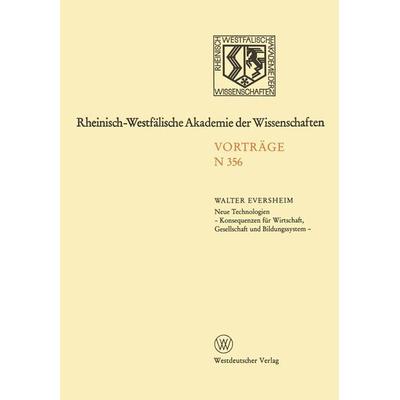 Natur-, Ingenieur- und Wirtschaftswissenschaften, Taschenbuch von Walter Eversheim, VS Verlag für Sozialwissenschaften, 978-3-531-08356-8