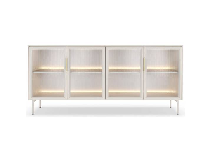 SIDEBOARD Lumi 4-türig mit Glasfronten Kaschmirgrau 181 cm