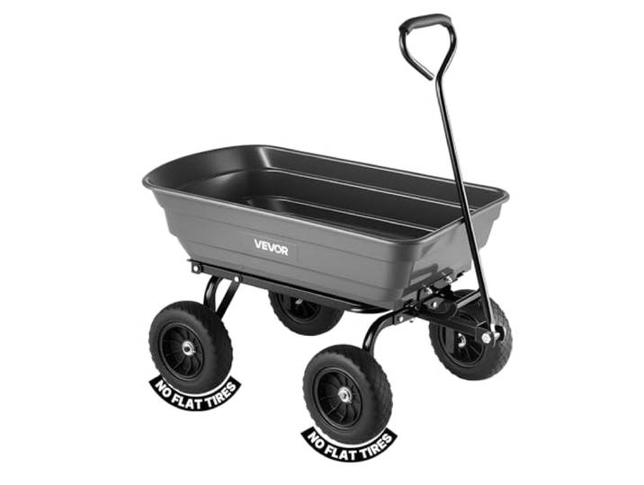 VEVOR Inklapbare tuinwagen met 272 kg draagkracht, met snelafloopmechanisme, draaibare wielen, flexibele kogellagers, tuinwagen voor planten, bodem, planten